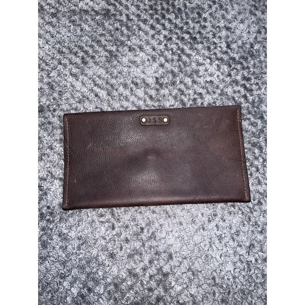 Brown Nobuck Leather Envelope Fold over Wallet Bag